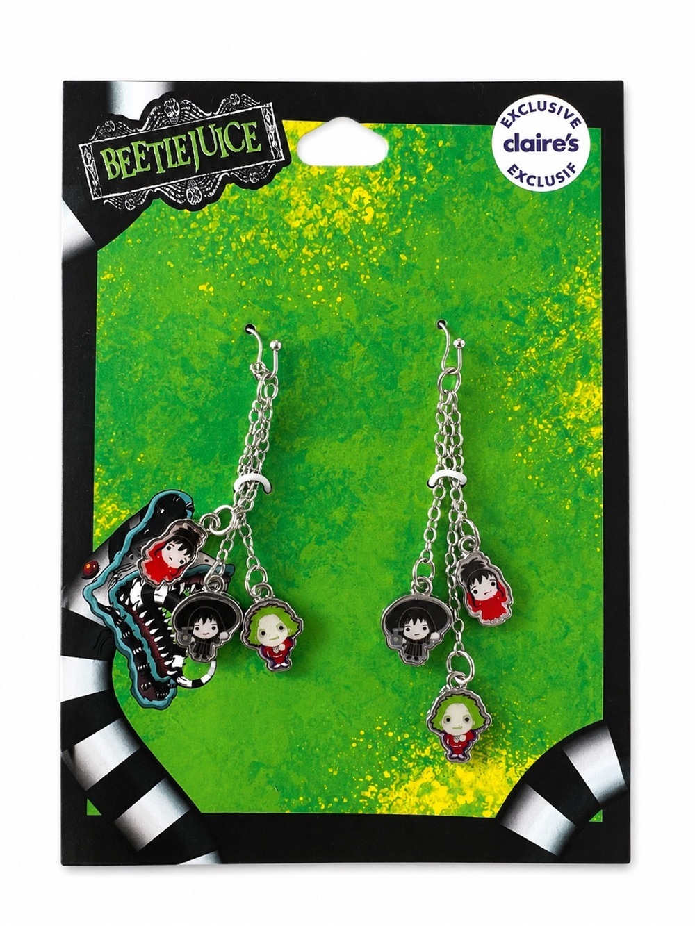 Claire’s Exclusive Beetlejuice Character Charm Dangle Earrings Halloween NWT